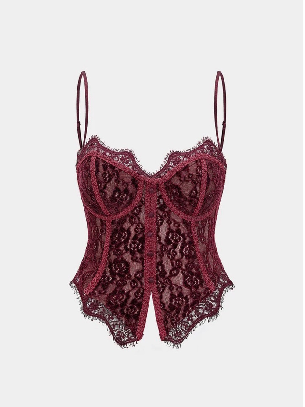 Lace Bustier Corset Top - Burgundy